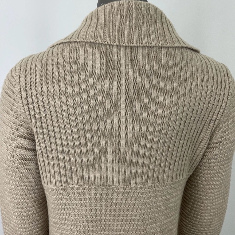 Mantovani Studio 100% Cashmere sweater Duster M Tan Beige Italian Italy Ribbed - Picture 9 of 15